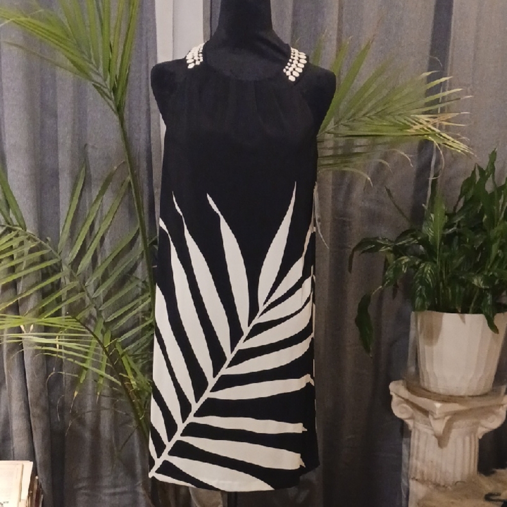 Elegant Black and White Sleeveless Dress